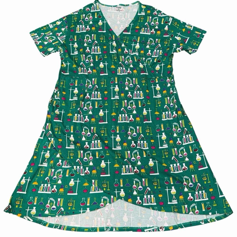 Svaha Dress Womens Size 5X Green Science Lab Teacher 100% Organic Cotton STEM